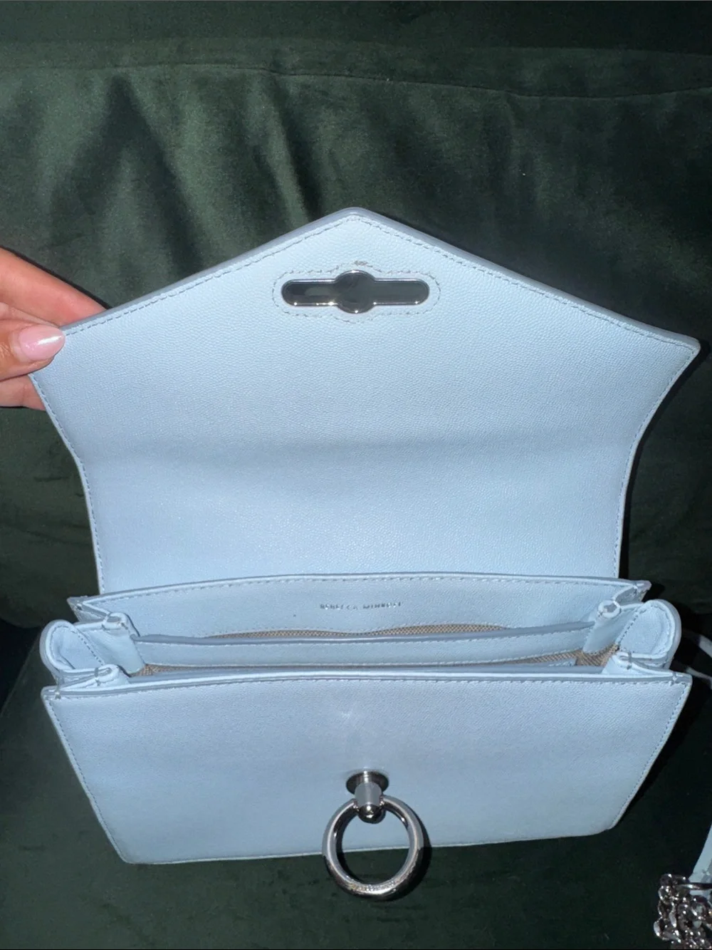 Rebecca Minkoff Light Blue Leather Top-Handle Satchel with Ring Hardware